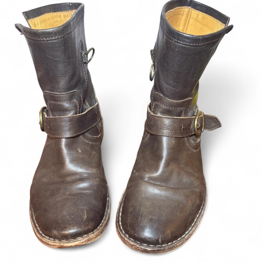 Fiorentini + Baker Side Zip Leather Eli Eternity Moto Ankle Boots In Brown